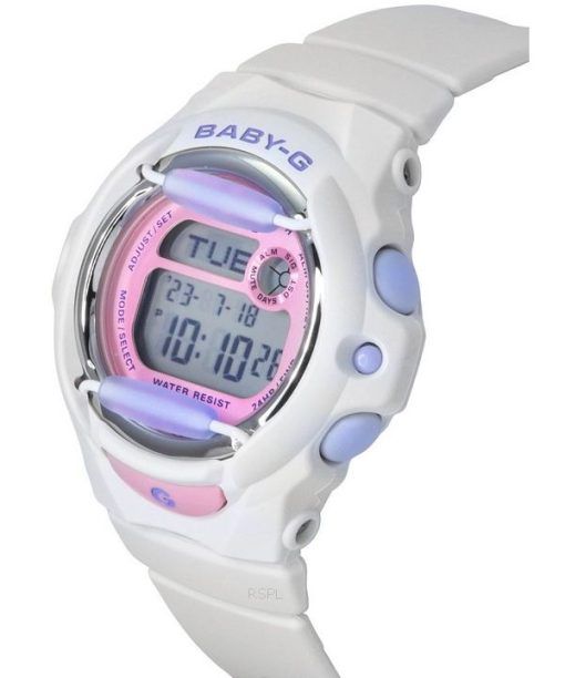 카시오 Baby-G Basic Digital 화이트 수지 스트랩 쿼츠 BG-169PB-7 200M 여성용 시계