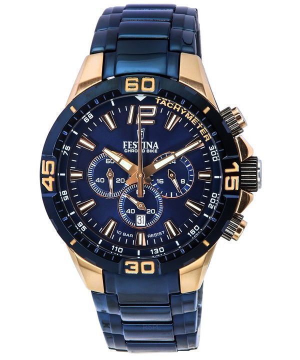 Festina 크로노그래프 Bike Special Edition 블루 다이얼 쿼츠 F20524-1 F205241 100M 남성용 시계 선물 세트 포함