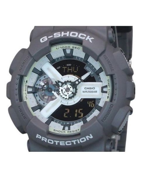 Casio G-Shock Hidden Glow 시리즈 아날로그 디지털 수지 스트랩 그레이 다이얼 쿼츠 GA-110HD-8A 200M 남성용 시계