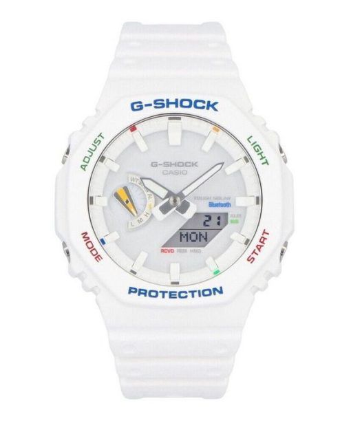 Casio G-Shock 아날로그 디지털 레진 스트랩 화이트 다이얼 터프 솔라 GA-B2100FC-7A 200M 남성용 시계