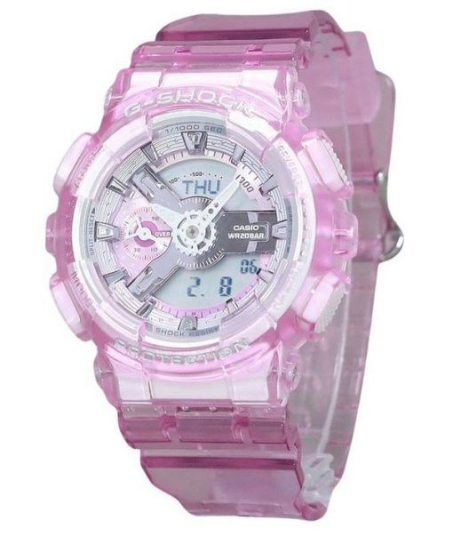 Casio G-Shock 아날로그 디지털 가상 세계 반투명 핑크 멀티 컬러 다이얼 쿼츠 GMA-S110VW-4A 200M 여성용 시계