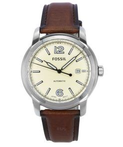 화석 Heritage Brown LiteHide 가죽 스트랩 크림 다이얼 오토매틱 ME3221 남여 시계