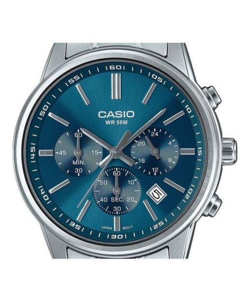 카시오 표준 아날로그 크로노그래프 스테인레스 스틸 블루 다이얼 쿼츠 MTP-E515D-2A1V 남성용 시계