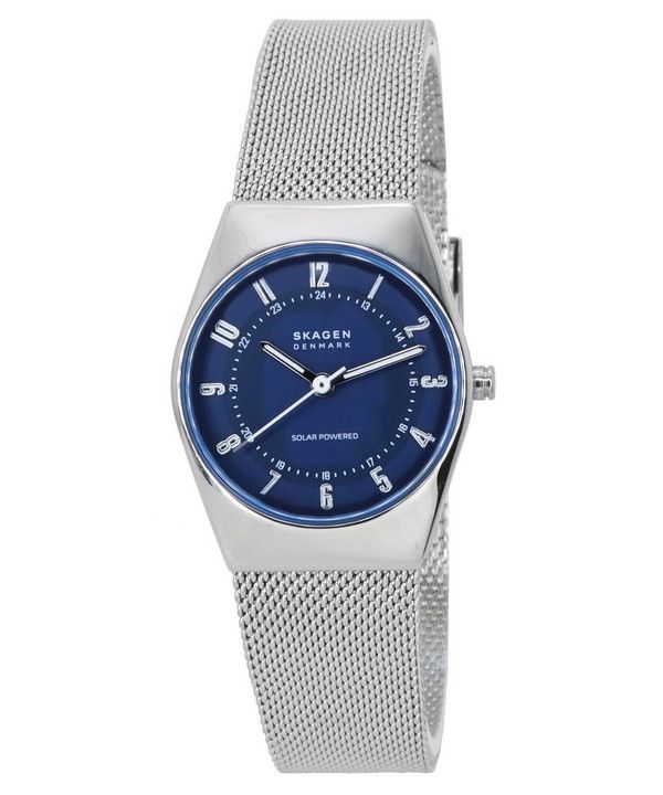 Skagen Grenen Lille Solar Powered 스테인레스 스틸 메쉬 팔찌 블루 다이얼 SKW3080 여성용 시계