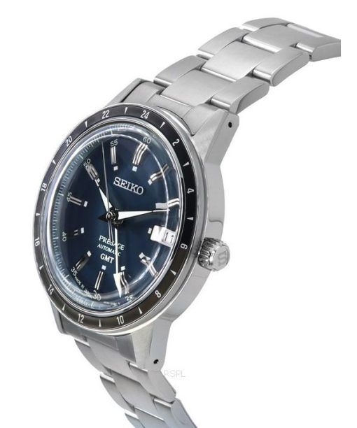 세이코 Presage Style60&#39,s GMT 스테인레스 스틸 블루 다이얼 오토매틱 SSK009J1 남성용 시계