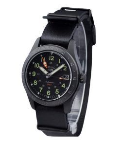 세이코 5 스포츠 GMT 필드 시리즈 가죽 스트랩 블랙 다이얼 오토매틱 SSK025K1 100M 남성용 시계