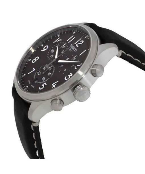 티쏘 T-Sport Chrono XL 가죽 스트랩 무연탄 다이얼 쿼츠 T116.617.16.062.00 100M 남성용 시계