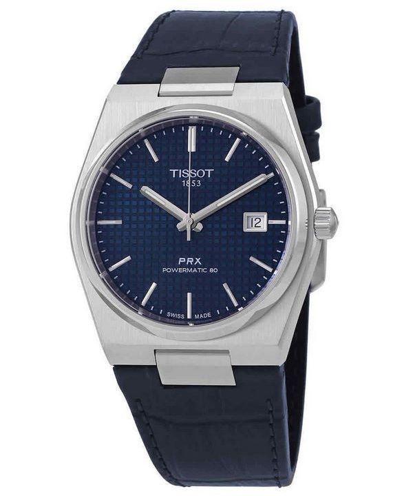 Tissot PRX Powermatic 80 가죽 스트랩 블루 다이얼 오토매틱 T137.407.16.041.00 100M 남성용 시계