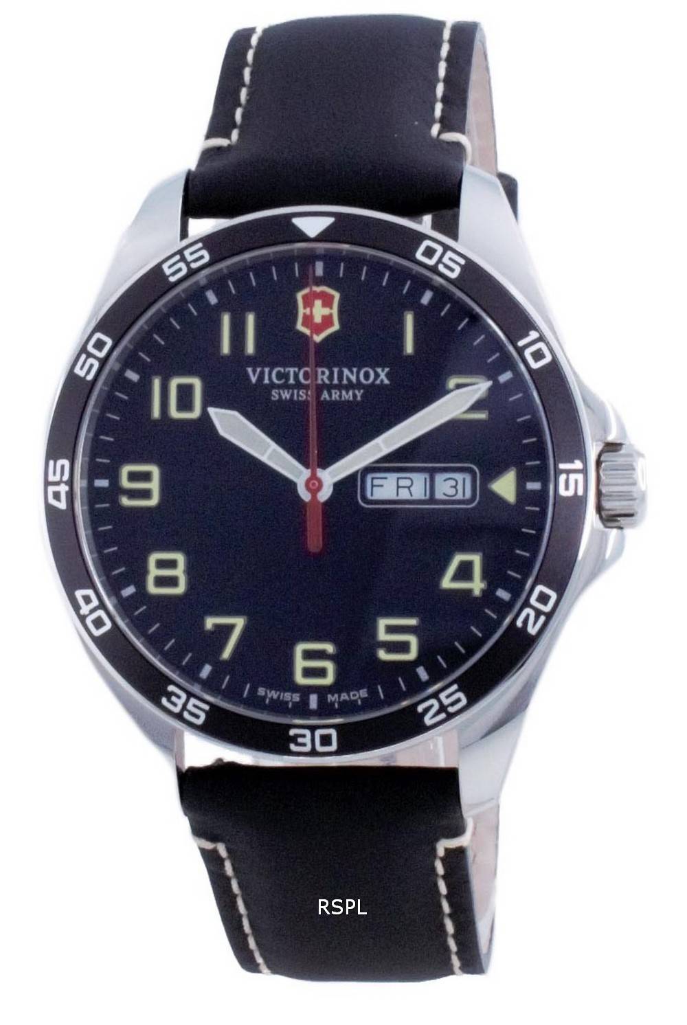 Victorinox Fieldforce Leather 검은 색 다이얼 쿼츠 241846100M 남성용 시계