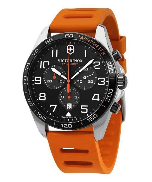 Victorinox Swiss Army Fieldforce 스포츠 크로노그래프 고무 스트랩 블랙 다이얼 쿼츠 241893 100M 남성용 시계