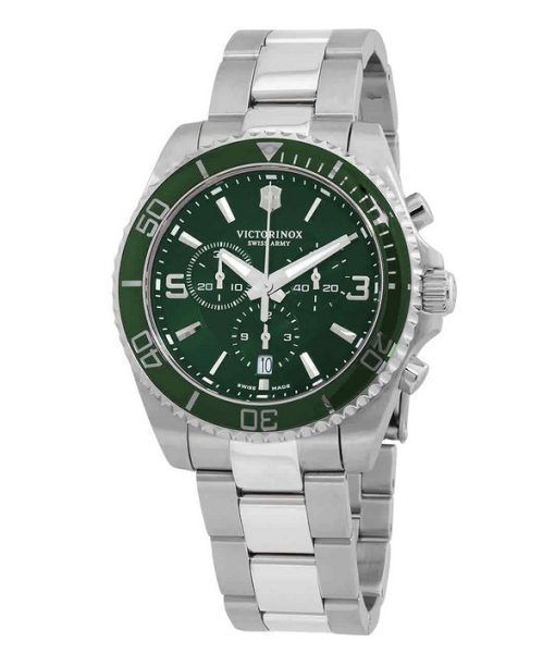 Victorinox Swiss Army Maverick 크로노그래프 스테인레스 스틸 그린 다이얼 쿼츠 241946 100M 남성용 시계