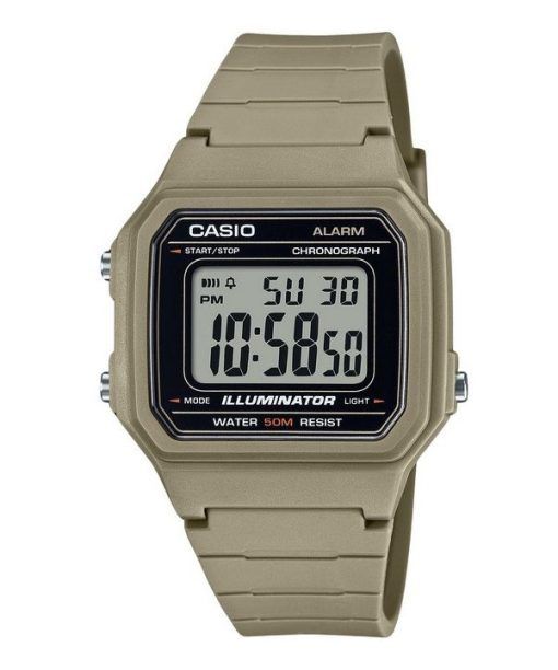 Casio 청소년 디지털 레진 스트랩 쿼츠 W-217H-5AV 남성용 시계