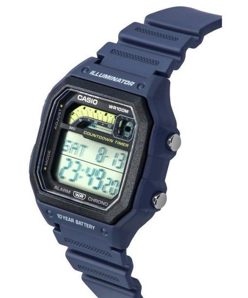 카시오 스탠다드 디지털 블루 레진 스트랩 쿼츠 WS-1600H-2A 100M 남성용 시계