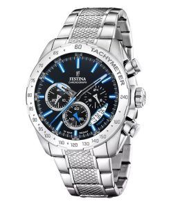 Festina Timeless 크로노그래프 스테인리스 스틸 블랙 다이얼 쿼츠 F20668-6 100M 남성용 시계