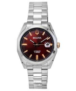 Bulova Surveyor 스테인리스 스틸 버건디 다이얼 자동 98B422 남성용 시계