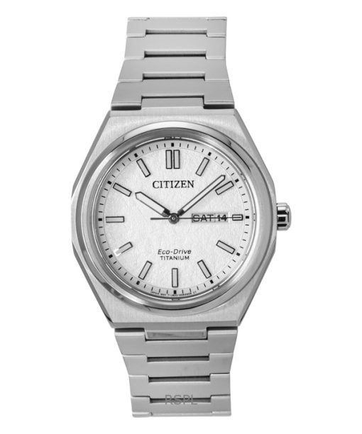 Citizen Zenshin Super Titanium White Dial Eco-Drive AW0130-85A 100M Men's Watch