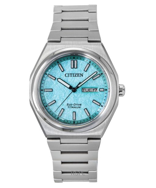 Citizen Zenshin Super Titanium Turquoise Dial Eco-Drive AW0130-85M 100M Men's Watch