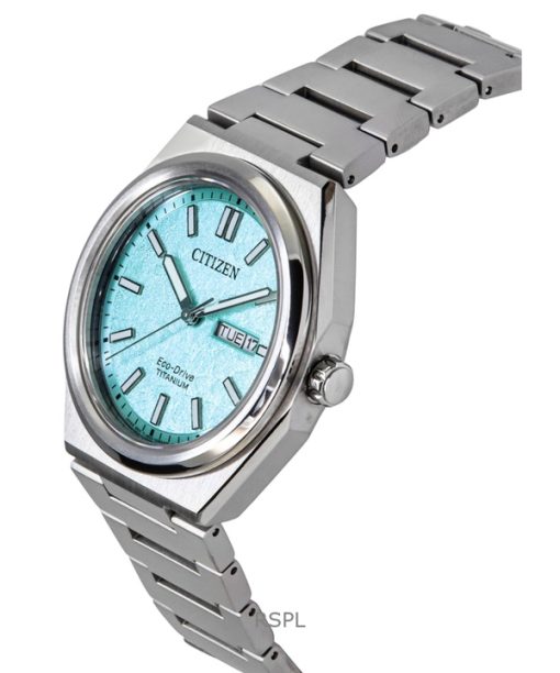 Citizen Zenshin Super Titanium Turquoise Dial Eco-Drive AW0130-85M 100M Men's Watch