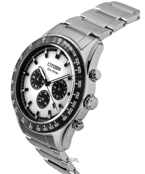 Citizen Eco-Drive Chronograph Stainless Steel White Dial CA4674-58A 100M Men's Watch