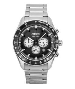 Citizen Eco-Drive Chronograph Stainless Steel Black Dial CA4674-58E 100M Men's Watch