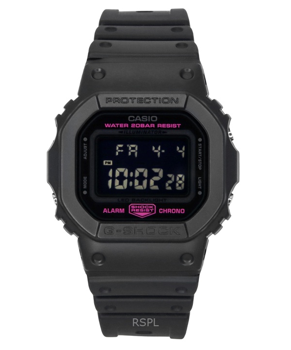 카시오 G-Shock 디지털 핑크 리본 바이오 기반 수지 스트랩 쿼츠 DW-5600PK-1 200M 여성용 시계