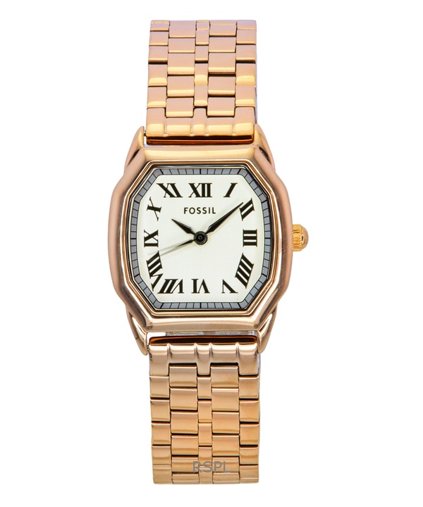 Fossil Harlow 로즈 골드 톤 스테인리스 스틸 크림 다이얼 쿼츠 ES5386 여성용 시계