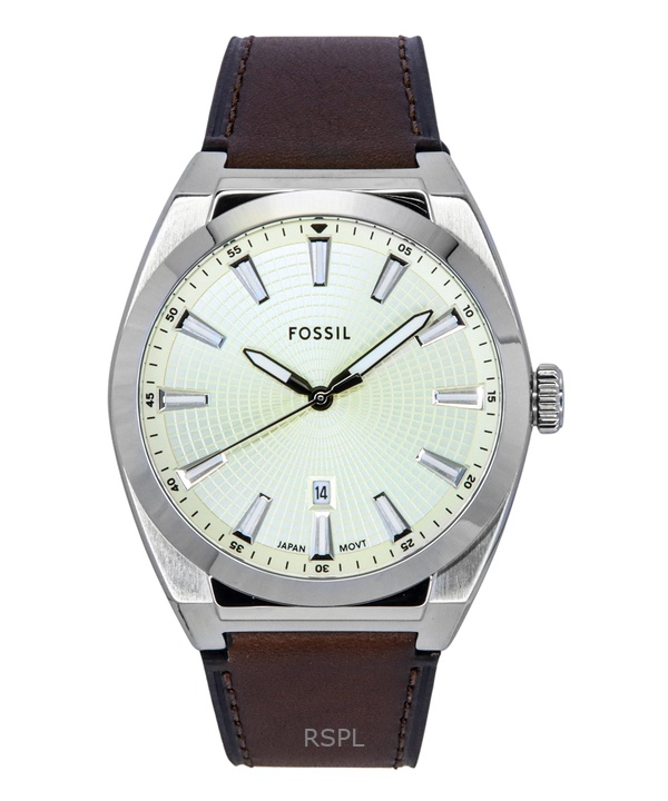 Fossil 에버렛 가죽 스트랩 크림 다이얼 쿼츠 FS6071 남성용 시계