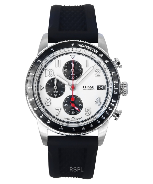 Fossil 스포츠 투어러 크로노그래프 가죽 스트랩 화이트 다이얼 쿼츠 FS6087 남성용 시계