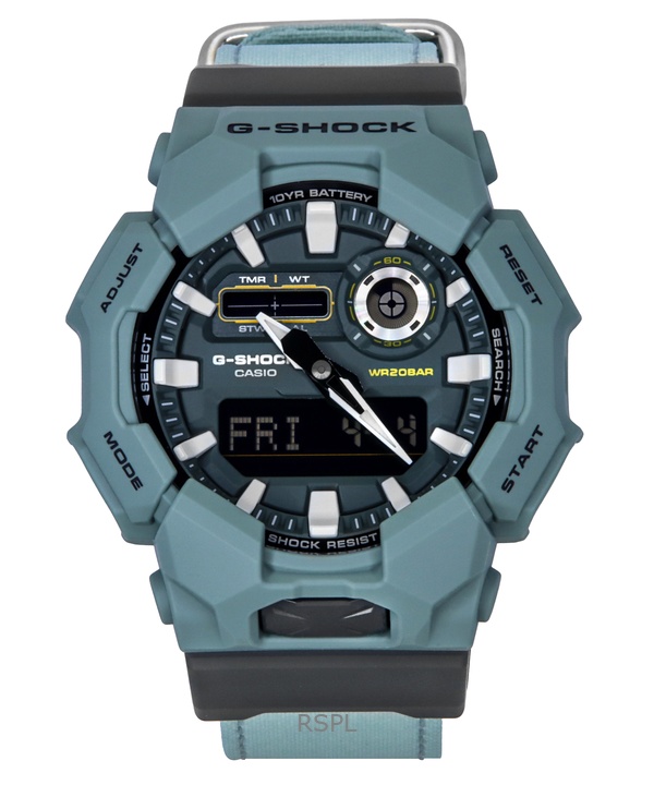 카시오 G-Shock 아날로그 디지털 천 스트랩 블루 다이얼 쿼츠 GA-010CE-2A 200M 남성용 시계