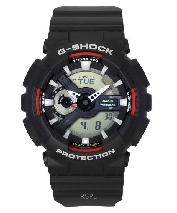 카시오 G-Shock 아날로그 디지털 바이오 기반 수지 블랙 다이얼 쿼츠 GA-110RL-1A 200M 남성용 시계