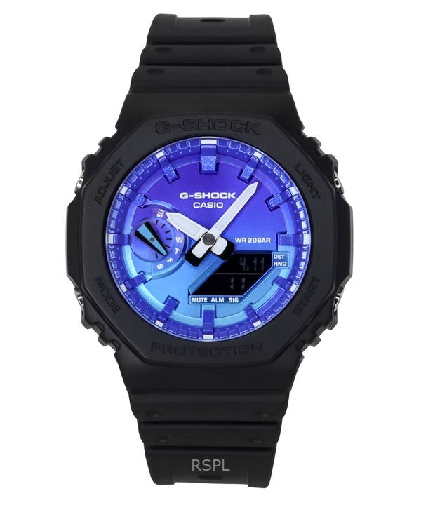 카시오 G-Shock 아날로그 디지털 바이오 기반 레진 스트랩 블루 다이얼 쿼츠 GA-2100FL-1A 200M 남성용 시계