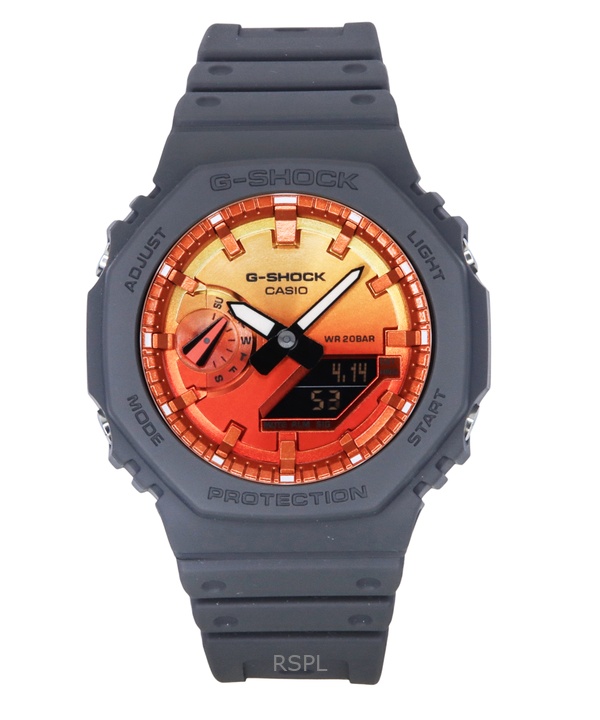 카시오 G-Shock 아날로그 디지털 바이오 기반 레진 스트랩 멀티컬러 다이얼 쿼츠 GA-2100FL-8A 200M 남성용 시계