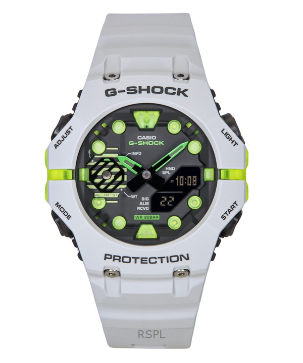 카시오 G-Shock 아날로그 디지털 스마트폰 링크 레진 스트랩 그레이 다이얼 쿼츠 GA-B001MW-8A 200M 남성용 시계