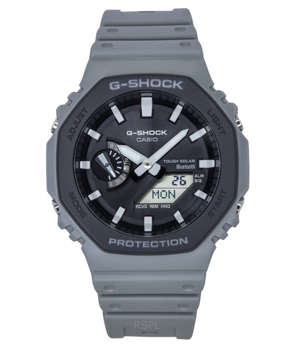 카시오 G-Shock 아날로그 디지털 스마트폰 링크 바이오 기반 레진 스트랩 그레이 다이얼 터프 솔라 GA-B2100LUU-8A 200M 남성용 시계