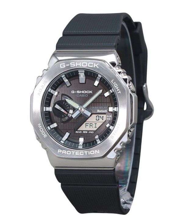 카시오 G-Shock G-Steel 아날로그 디지털 스마트폰 링크 바이오 기반 수지 스트랩 블랙 다이얼 터프 솔라 GBM-2100-1A 200M 남성용 시계