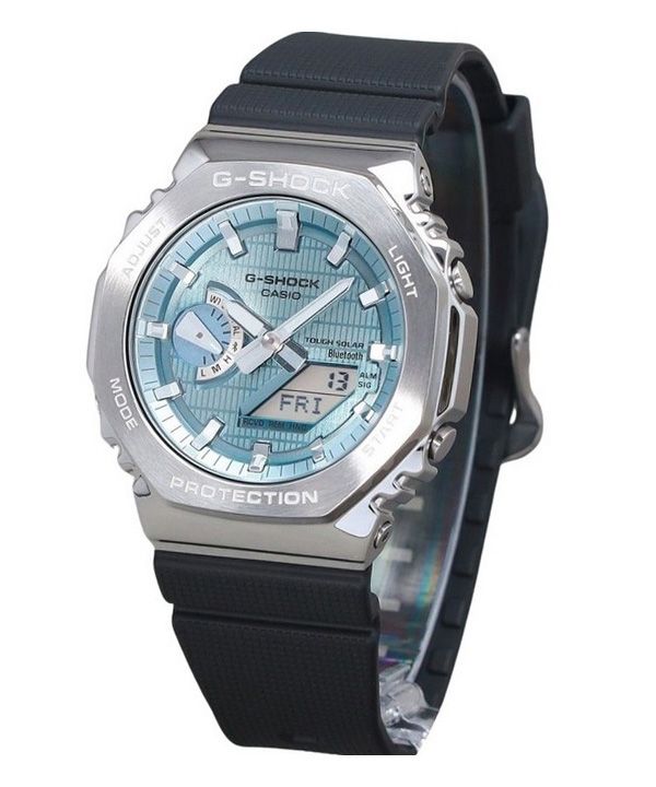카시오 G-Shock G-Steel 아날로그 디지털 스마트폰 링크 아이스 블루 다이얼 터프 솔라 GBM-2100A-1A2 200M 남성용 시계