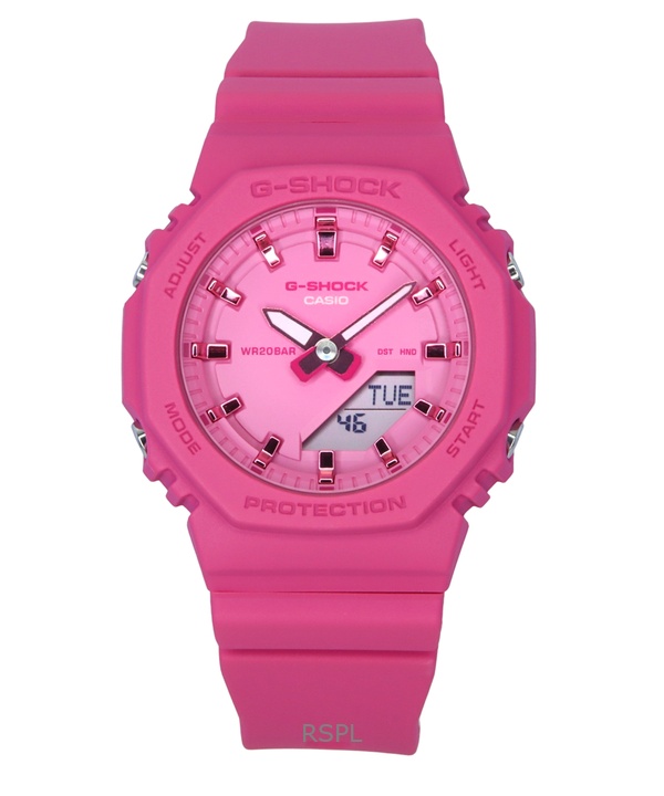 카시오 G-Shock 아날로그 디지털 바이오 기반 수지 핑크 다이얼 쿼츠 GMA-P2100PP-4A 200M 여성용 시계
