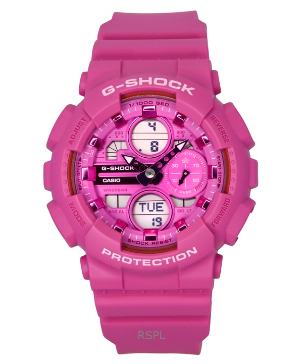 카시오 G-Shock 아날로그 디지털 바이오 기반 수지 핑크 다이얼 쿼츠 GMA-S140PP-4A 200M 여성용 시계