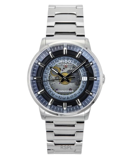 Mido Commander Gradient Stainless Steel Blue Skeleton Dial Automatic M021.407.11.411.01 Men's Watch