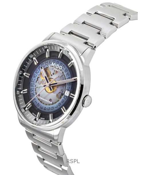 Mido Commander Gradient Stainless Steel Blue Skeleton Dial Automatic M021.407.11.411.01 Men's Watch