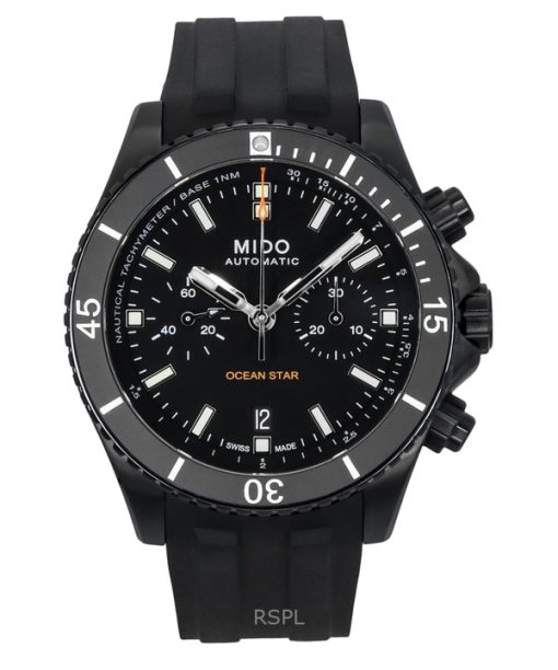 Mido Ocean Star Chronograph Rubber Strap Black Dial Automatic Diver's M026.627.37.051.00 200M Men's Watch