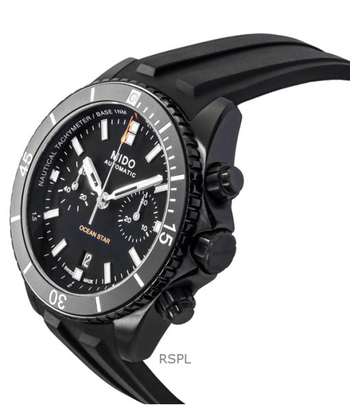 Mido Ocean Star Chronograph Rubber Strap Black Dial Automatic Diver's M026.627.37.051.00 200M Men's Watch