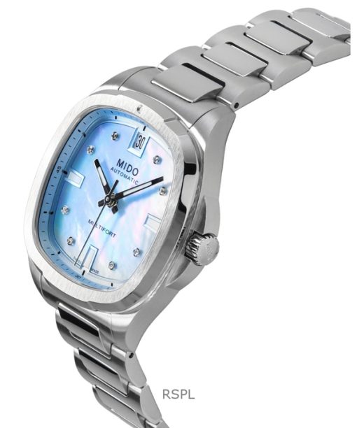 Mido Multifort TV 35 Diamonds Accents Blue Mother Of Pearl Dial Automatic M049.307.11.136.00 100M Women's Watch