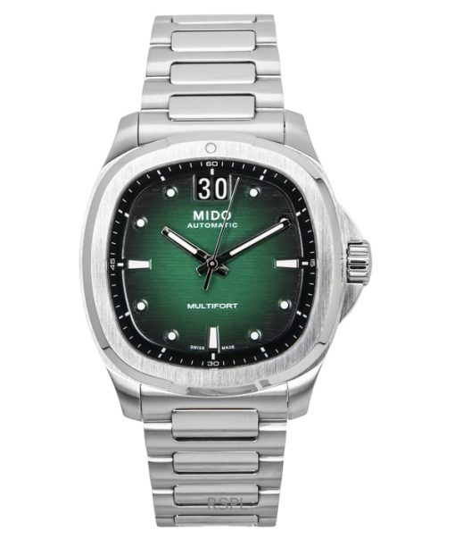 Mido Multifort TV Big Date Stainless Steel Green Dial Automatic M049.526.11.091.00 100M Men's Watch