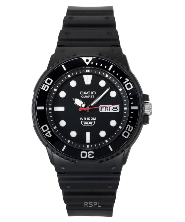 Casio 표준 아날로그 레진 스트랩 블랙 다이얼 쿼츠 MRW-230H-1E1V 100M 남성용 시계