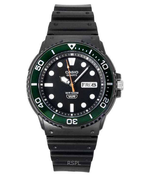 Casio 표준 아날로그 레진 스트랩 블랙 다이얼 쿼츠 MRW-230H-1E3V 100M 남성용 시계