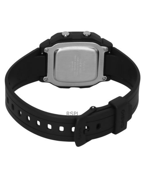 Casio 디지털 블랙 듀얼 타임 레진 스트랩 쿼츠 W-800H-1BV 100M 남성용 시계