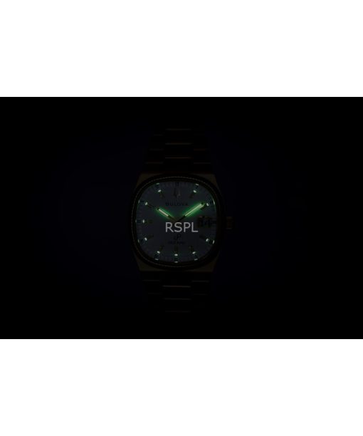 부로바 슈퍼 세빌 골드톤 스테인리스 스틸 화이트 다이얼 쿼츠 97B223 남성용 시계