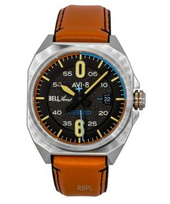 AVI-8 Bell X-1 마크버스터 가죽 스트랩 그래파이트 블랙 다이얼 오토매틱 AV-4115-01 남성용 시계