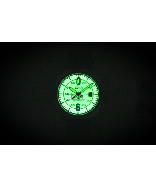 AVI-8 Bell X-1 마크버스터 데저트 카키 가죽 스트랩 라이트 그레이 다이얼 오토매틱 AV-4115-07 남성용 시계